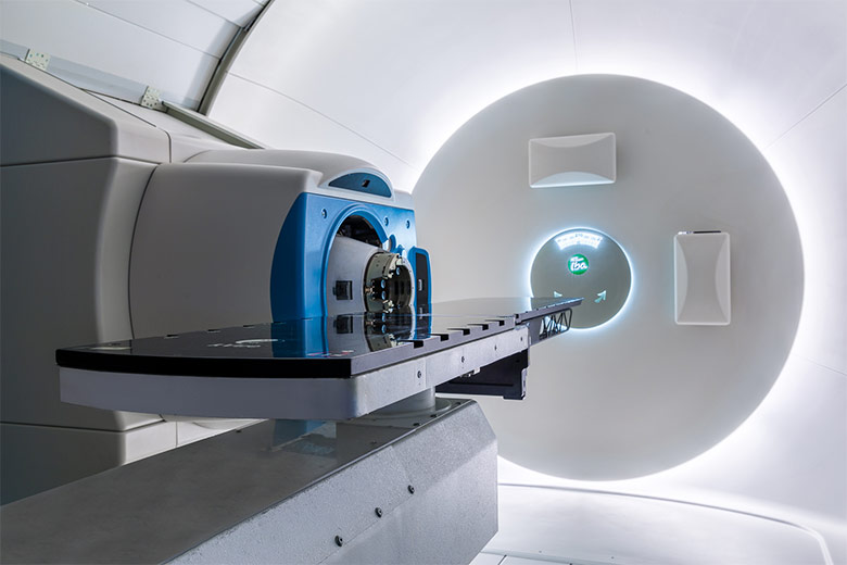 Close-up of proton therapy treatment room