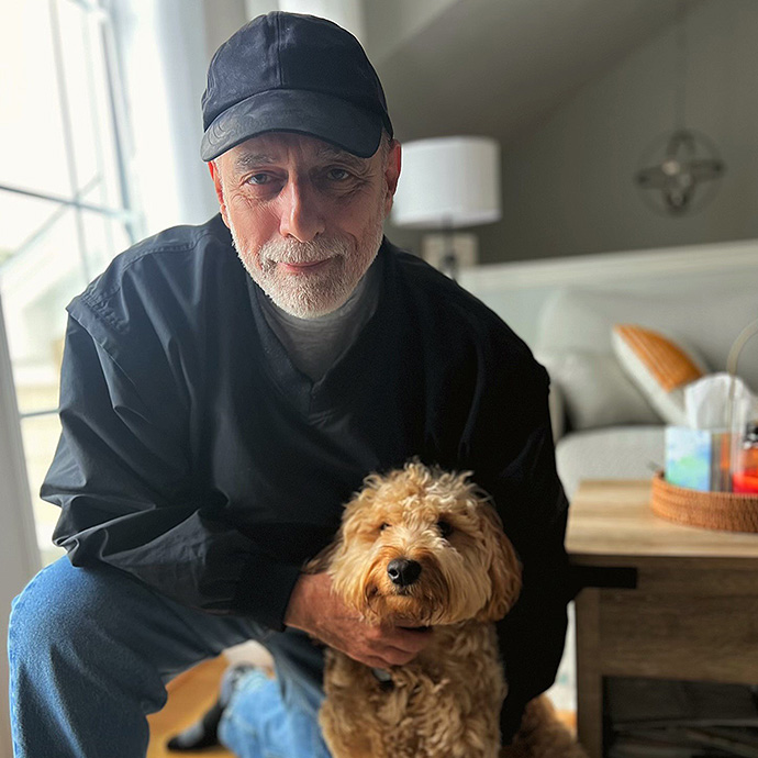 Prostate cancer survivor Tony L and his puppy