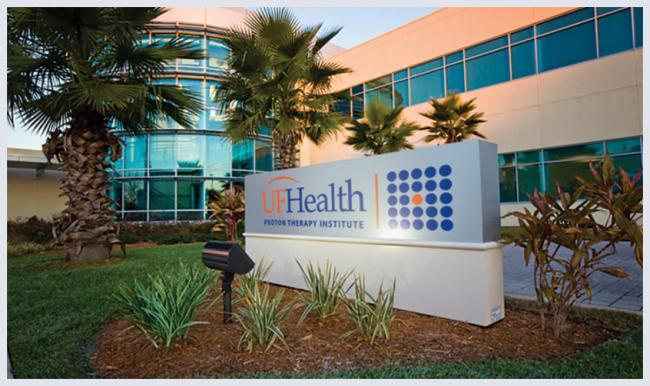 Exterior view of the UF Health Proton Therapy Institute facility